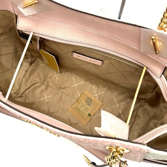 Michael Kors Large Jet Set Travel Chain Shoulder Bag Powder Blush Multi - Picture 9 of 10